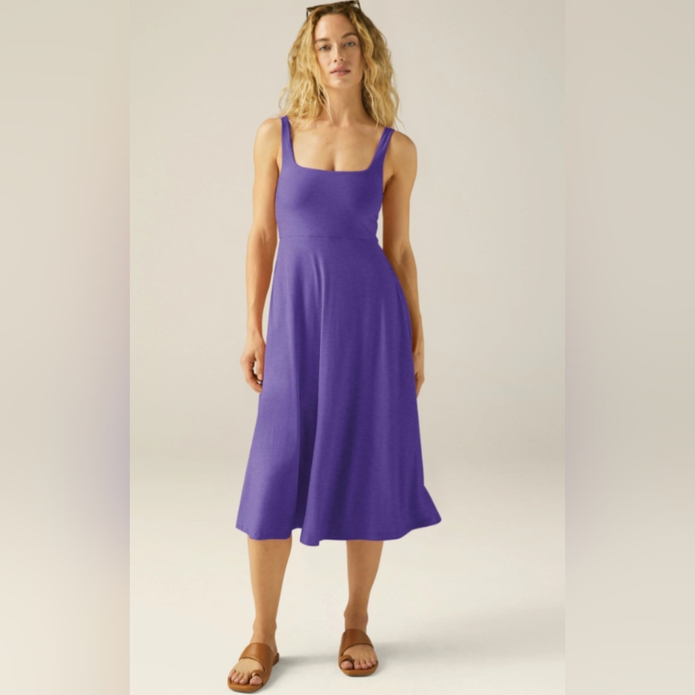 Beyond Yoga Purple Sleeveless Square Neck Sundress